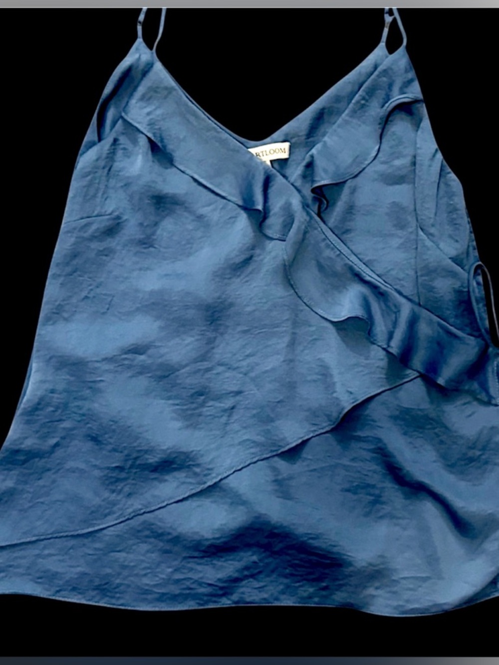Heartloom Blue Satin Camisole Top Medium Wrap Tie Side Tank Blouse